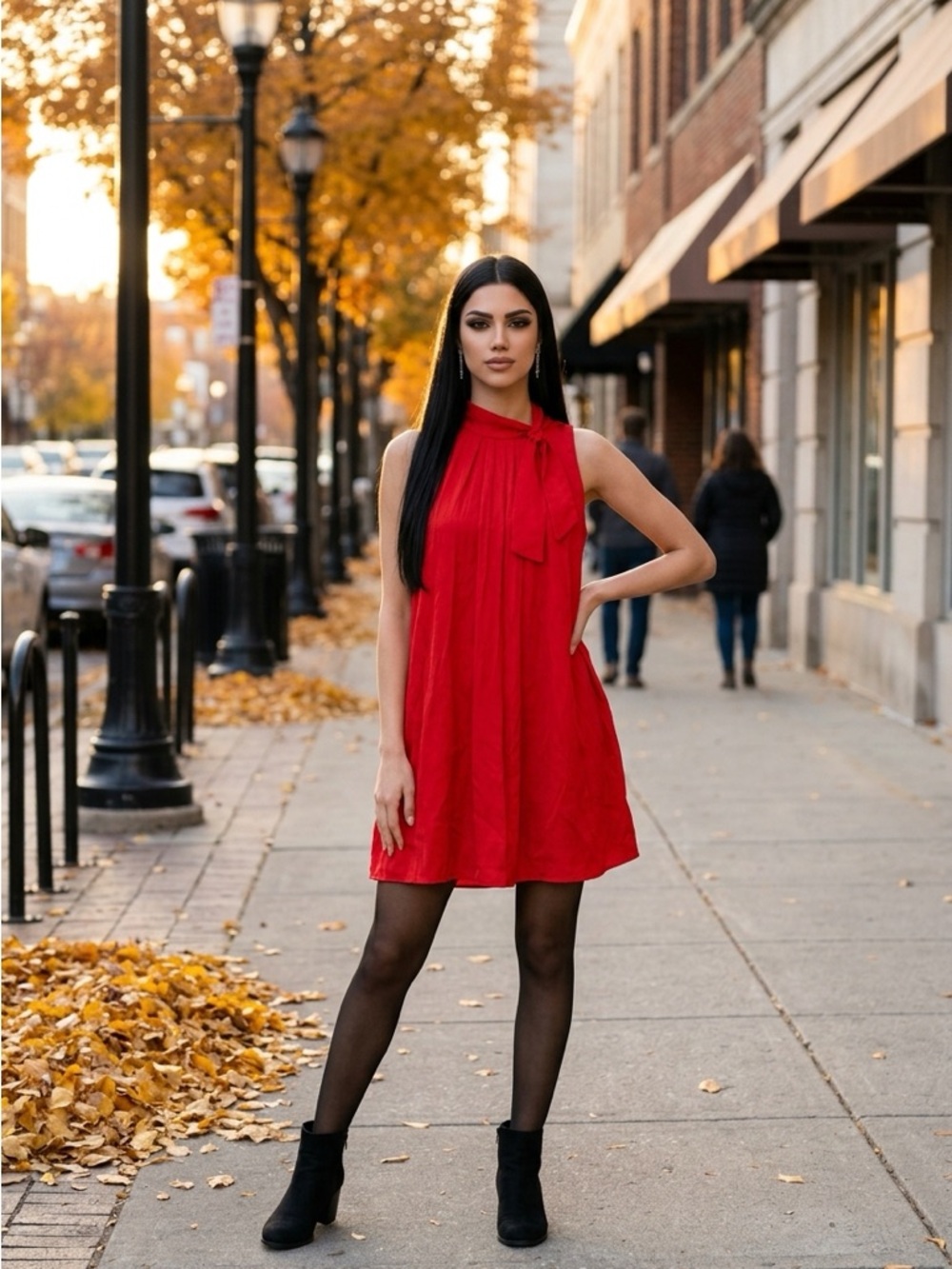Mango Suit Collection Women’s Red Tie-Neck halter dress
